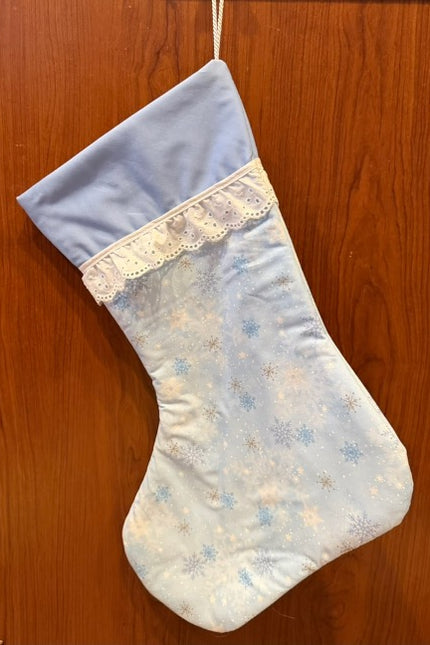 Snowflake Sparkle (White Trim) Stocking