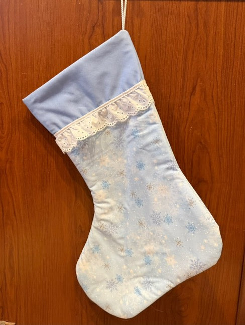 Snowflake Sparkle (White Trim) Stocking