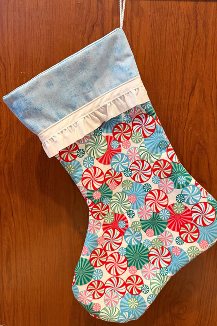 Candy Swirl Stocking (Blue Lining)