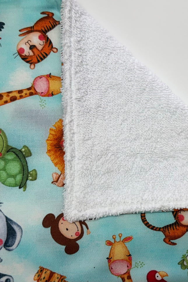 Zoo Crew Burp Cloth (Blue Polka Dot)